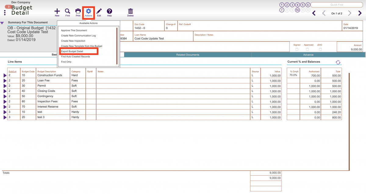 Export Budget as CSV file - ECL Help Desk
